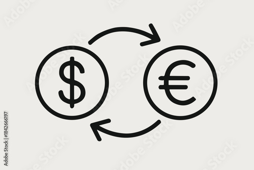 Currency Exchange Dollar and Euro Icon