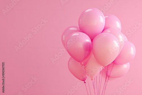 A cluster of pastel pink balloons against a matching background, offering a cheerful vibe
