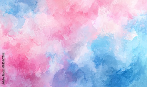 Abstract watercolor background with blended hues of pink, blue, and white