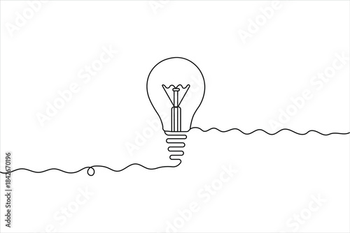 Continuous line lightbulb idea illustration