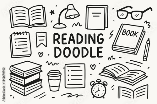 Reading Doodle Icons Set
