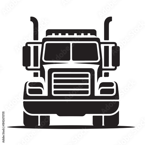 Black silhouette of a semi truck