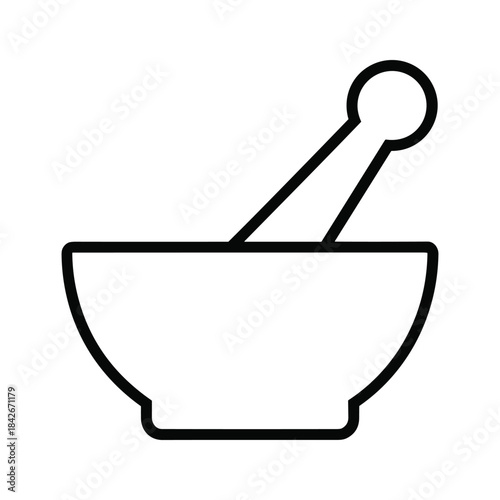 Mortar and pestle icon in simple style
