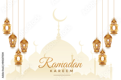 Ramadan kareem white traditional islamic banner design