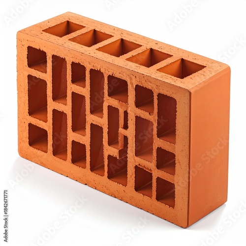 Perforated orange brick; rectangular holes structure