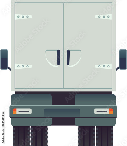 A white semi truck with a black back end