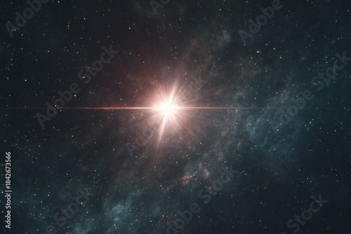 Distant Light: A bright celestial body shines amidst a star-filled expanse, creating a dazzling display of cosmic brilliance.