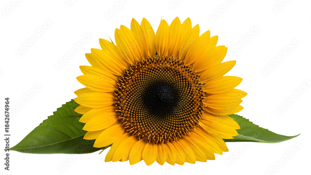 Obraz premium Vibrant sunflower head isolated on transparent background