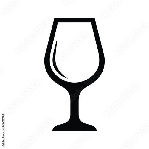 A simple black outline of a wine glass isolated on
