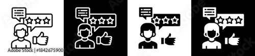 Feedback Icon Set In Black And White Filled Style Collection
