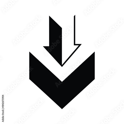 Black down arrow symbol isolated on