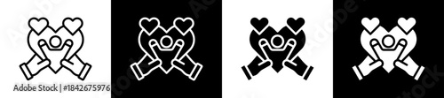 Kindness Icon Set In Black And White Filled Style Collection