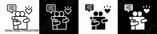 Emotional Support Icon Set In Black And White Filled Style Collection