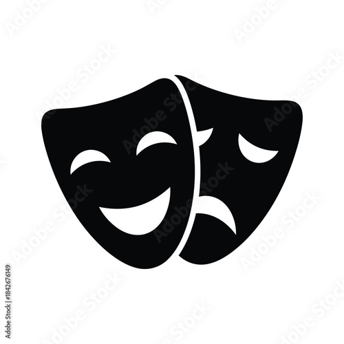 Classic comedy and tragedy theater masks symbol isolated on
