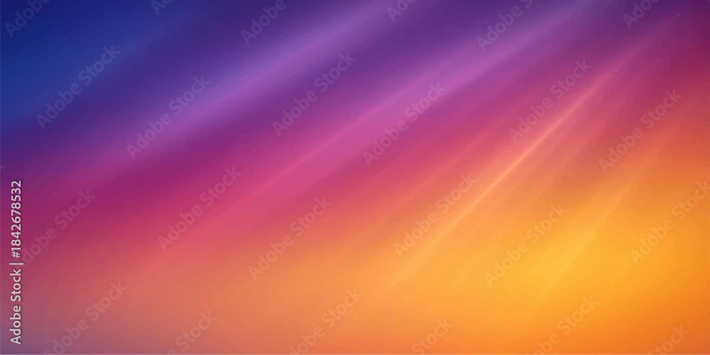 Naklejka premium Abstract colorful background with bright purple and orange sun rays shining through the clouds like a sunset wallpaper texture