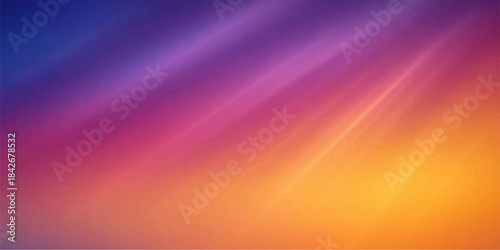 Abstract colorful background with bright purple and orange sun rays shining through the clouds like a sunset wallpaper texture