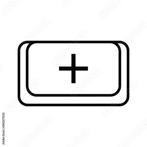 Simple plus sign icon in rectangular box