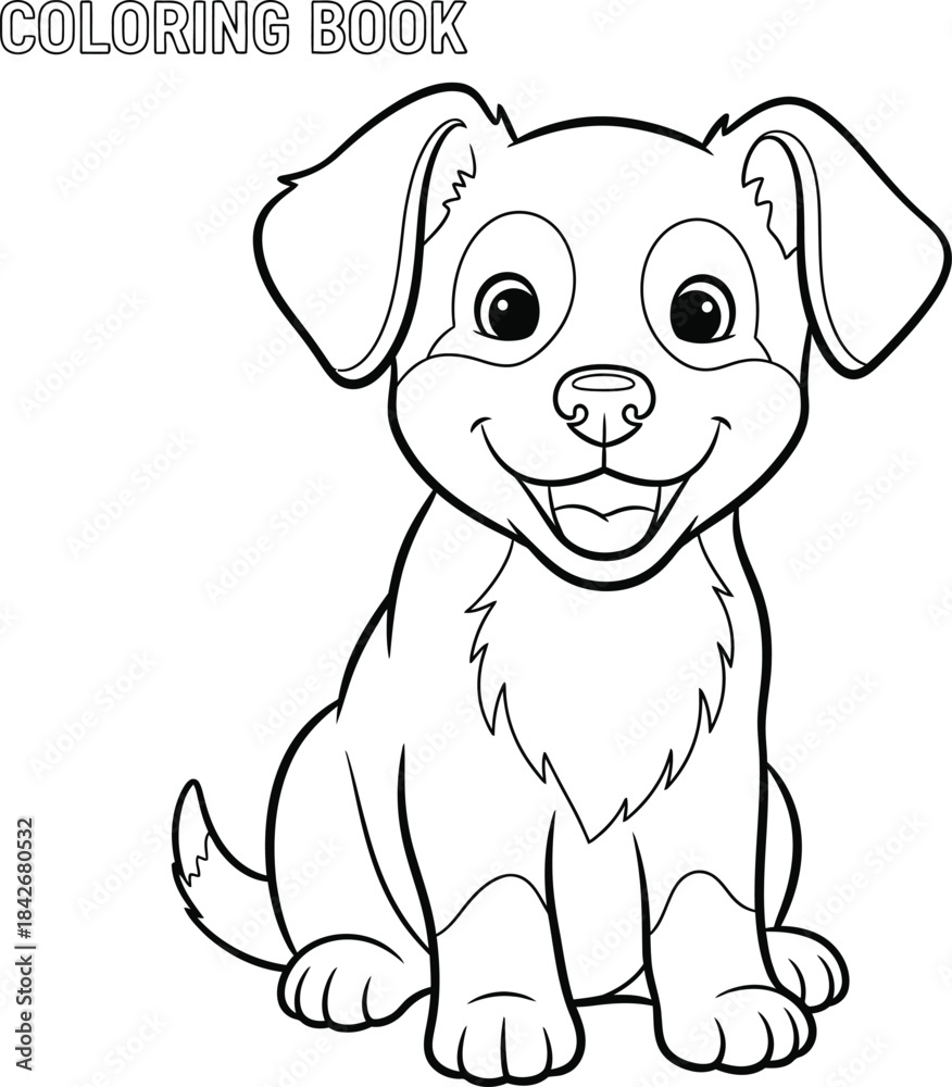 Obraz premium Cute Puppy Coloring Page for Kids Activity Book