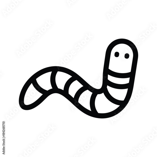 Simple cartoon worm illustration on white background