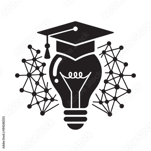 A light bulb wearing a graduation cap symbolizing smart education and innovative learning technologies