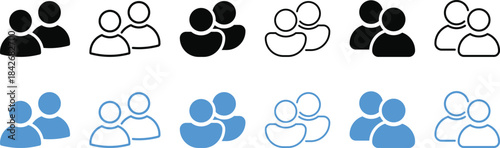 

people icon set. Social network graphic design.  User profile symbols. Group and team symbols. Social media and profile signs
