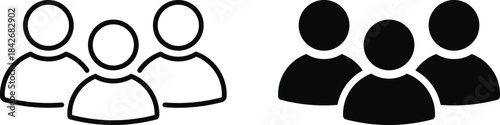Community People Symbols.  User profile symbols. User identity icon. Community member and identity signs. Social network and identity signs. Group and crowd signs.
