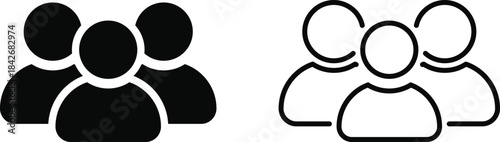 Community People Symbols.  User profile symbols. User identity icon. Community member and identity signs. Social network and identity signs. Group and crowd signs.