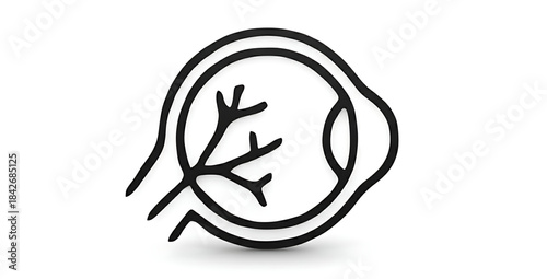 Optic Nerve and Retina Line Art Illustration Representing Human Eye Vision Anatomy