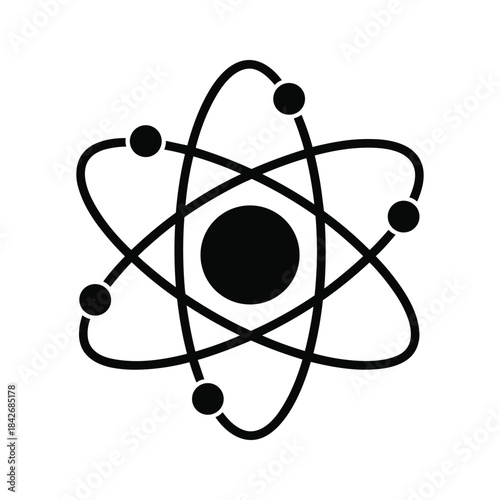 Simple atom icon with electrons orbiting nucleus