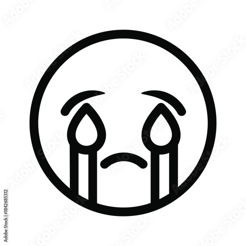 Crying face emoji with tears streaming down