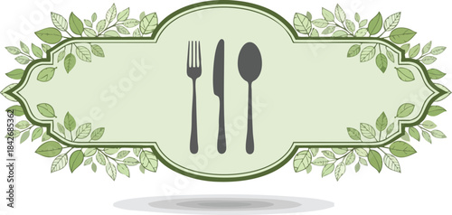 Elegant Eatery Cutlery Illustration in Decorative Frame