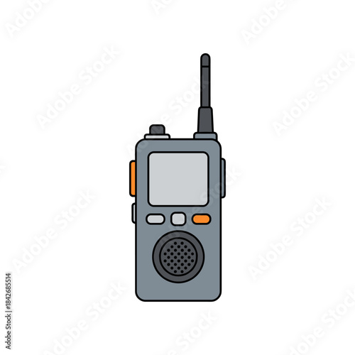 Modern Walkie Talkie Device with Antenna and Buttons.