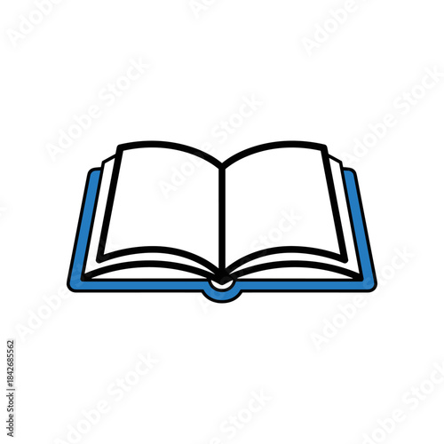 Open Book Illustration With Blue Cover And Blank Pages.