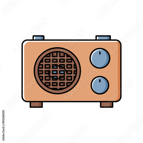 Retro Portable Radio with Speaker and Knobs.