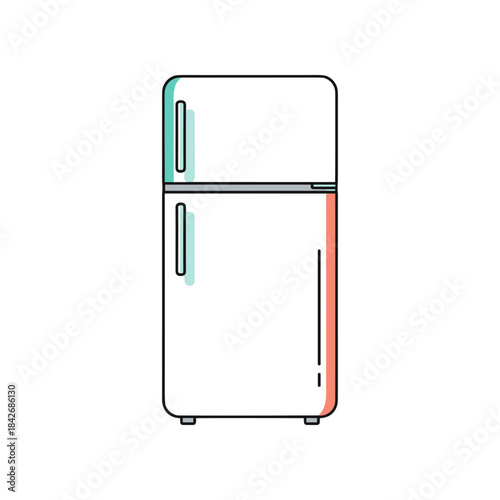 Retro Style Refrigerator with Dual Compartments and Minimalist Design.
