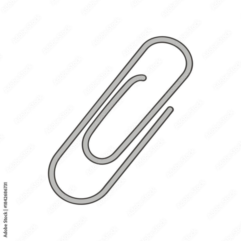 Obraz premium Simple Line Drawing of a Metal Paperclip.