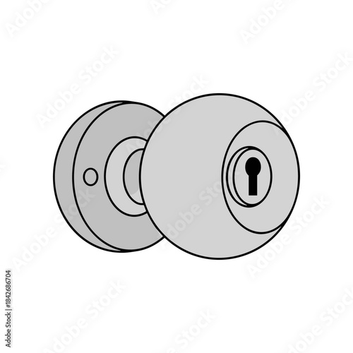 Simple Line Art Illustration of a Classic Door Knob with Keyhole.