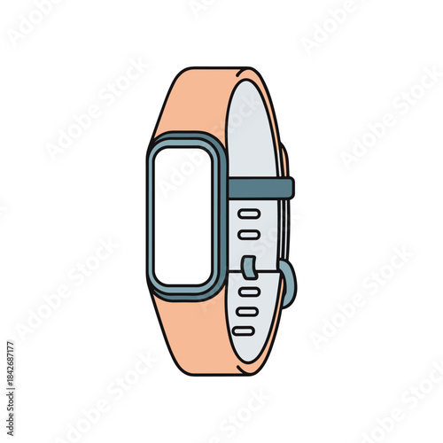 Stylish fitness tracker with a peach strap and a sleek design for health tracking.