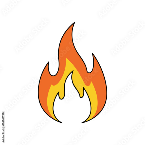 Stylized Flame Illustration with Orange and Yellow Colors.