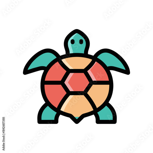 Stylized Cartoon Turtle Illustration.