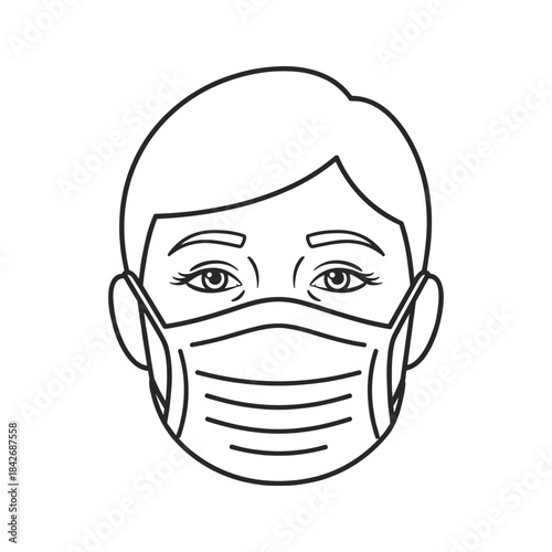Woman wearing a face mask for protection