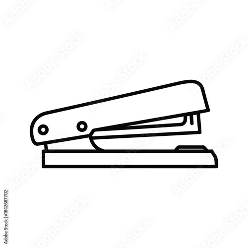 Simple black line drawing of a stapler