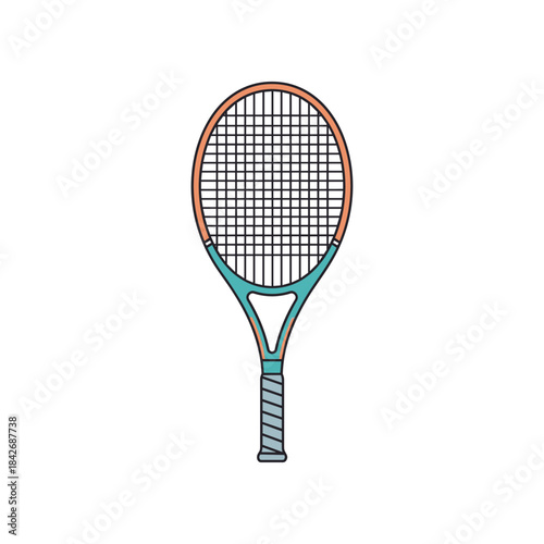 Tennis racket isolated on white background for sports and recreation.