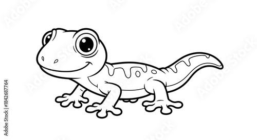 Black and White Cartoon Gecko Illustration