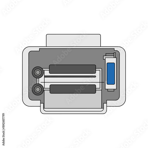 TopDown View of a Printer with Ink Cartridge.