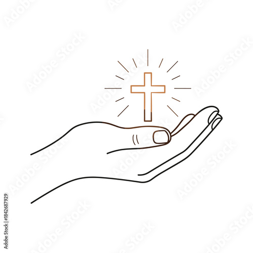 Hand holding a shining cross symbolizing faith and spirituality