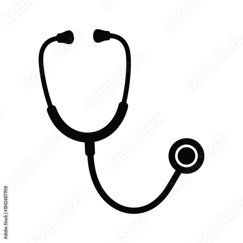 Stethoscope silhouette on white background