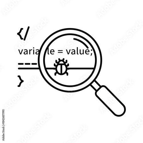 Debugging code with magnifying glass
