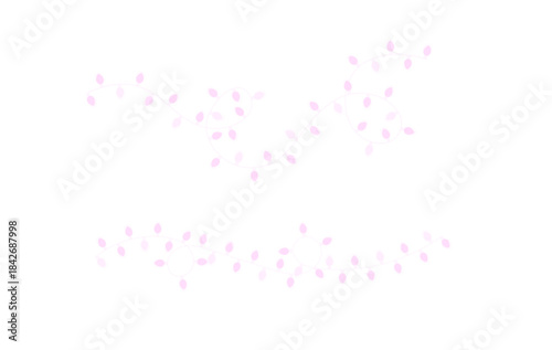 ストリングライト風のクリスマス装飾を表現したイラスト素材。華やかなイルミネーションの曲線が、パーティーやお祝いシーン、季節感のあるデザインに彩りを加えます。