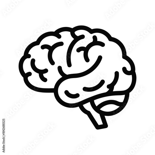 Simple line drawing of human brain